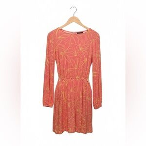 Universal Threads Boho Coral and Peach Chic Long Sleeve Lightweight Midi Dress